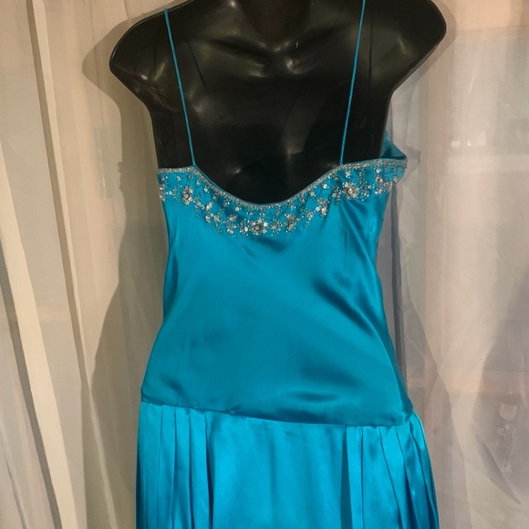 Silk Turquoise Dance Party Dress by Metro Section - Picture 4 of 9